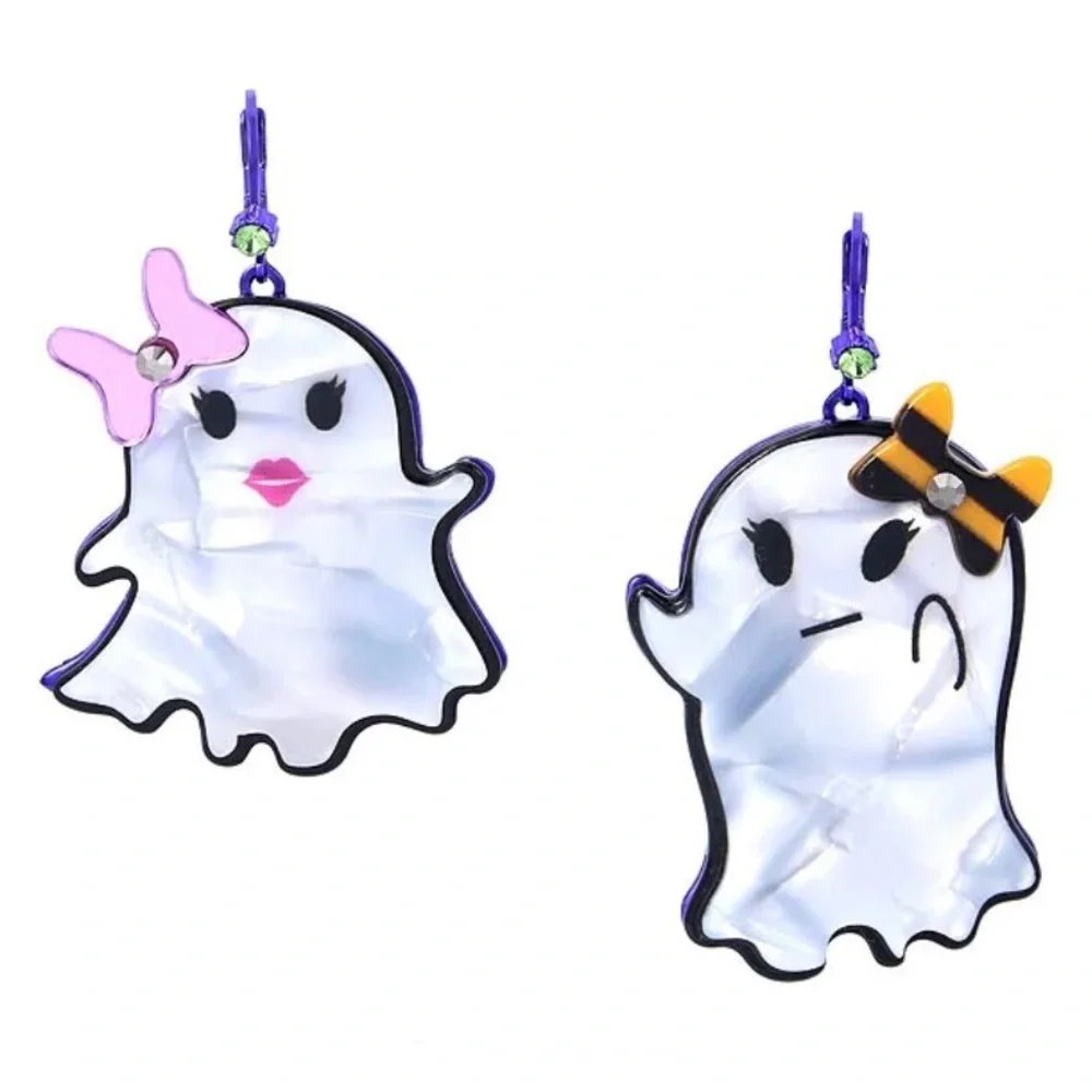 ‼️ LAST PAIR Betsey Johnson Mismatch Ghost Drop Earrings - Picture 7 of 12